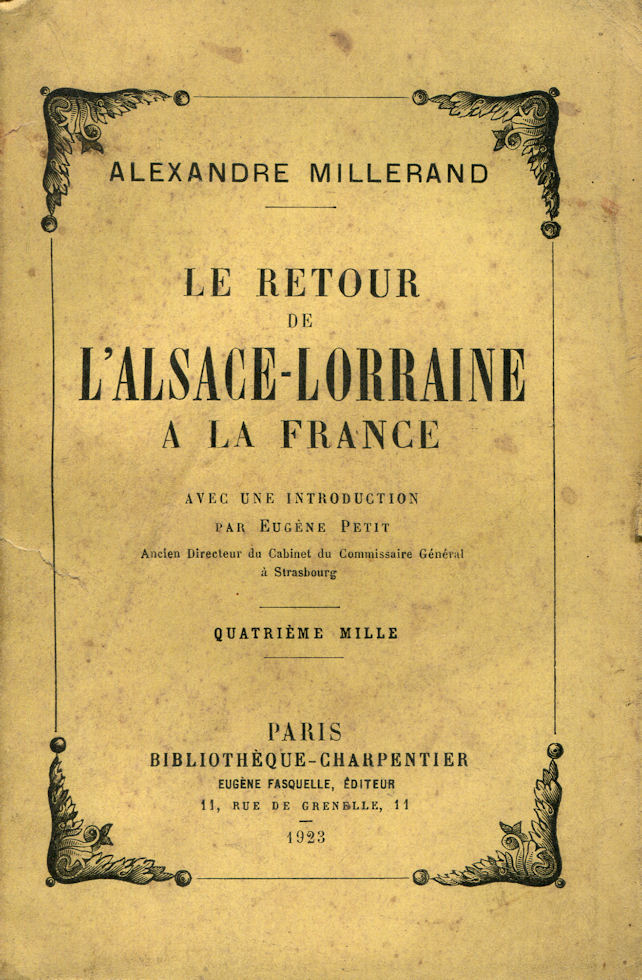 Retour de l'Alsace-Lorraine à la France, Alexandre Millerand