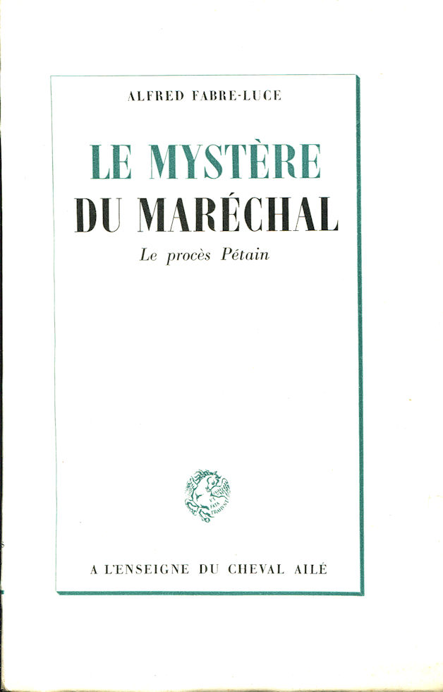 Mystère du Maréchal (Le), par Alfred Fabre-Luce