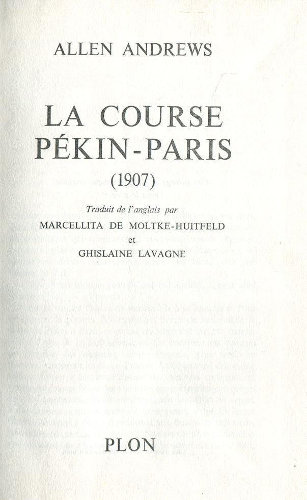 Course Pékin-Paris (La), par Allen Andrews
