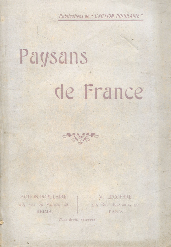 Paysans de France, par des auteurs de l’Action Populaire
