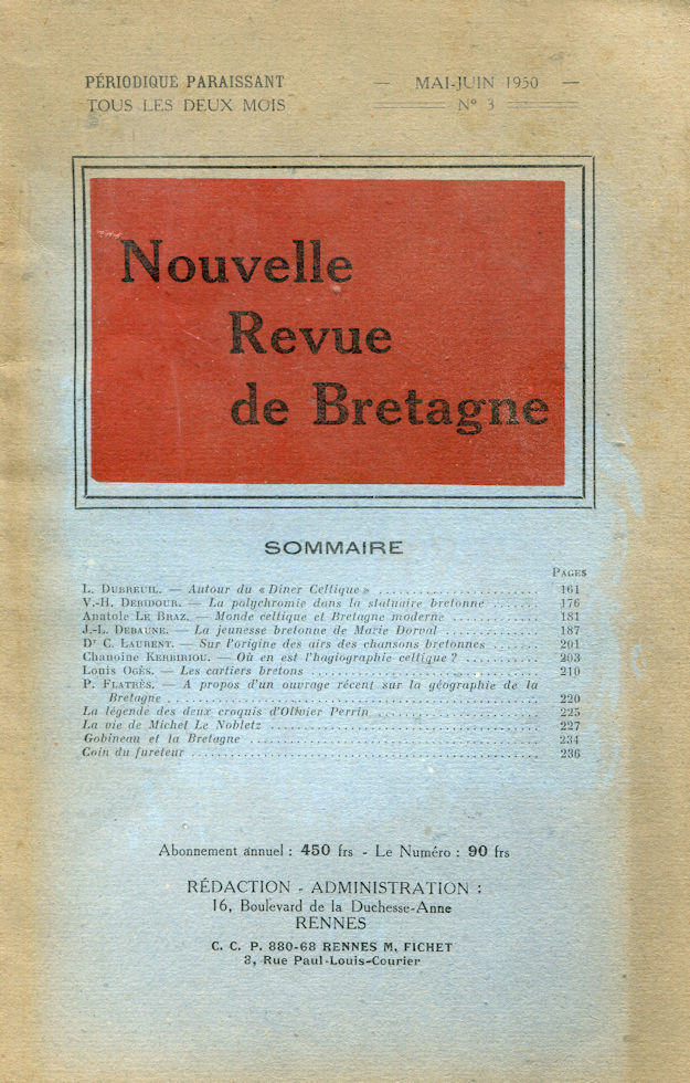 images Nouvelle Revue de Bretagne - Mai-Juin 1950 - N°3 – Image 1