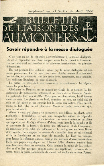 Bulletin de liaison des aumôniers : Avril 1944