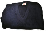 Pull bleu col V Laine-Chlorofibres Gilles - Taille 88