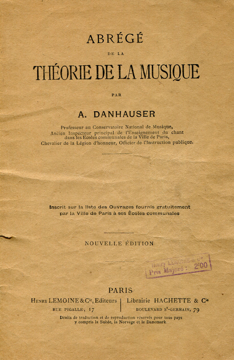 Abrégé de la théorie de la musique, par A. Danhauser - La Porterie