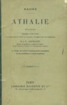 Athalie, par Racine - Tragédie - Hachette - 1881