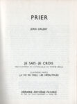 Prier, par Jean Daujat - Collection Je sais je crois